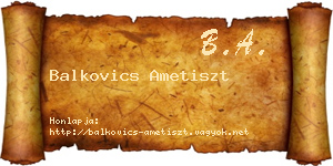 Balkovics Ametiszt névjegykártya